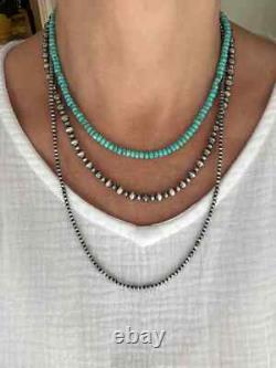 6mm Sterling Silver Alternating Pattern Navajo Pearls Southwest Beaded Necklace