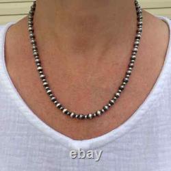 6mm Sterling Silver Alternating Pattern Navajo Pearls Southwest Beaded Necklace