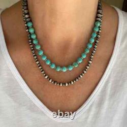 6mm Sterling Silver Alternating Pattern Navajo Pearls Southwest Beaded Necklace