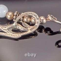 925 Sterling Silver Native American Agate Onyx Gemstone Bead Necklace Heavy 44G