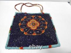 ANTIQUE 1920-30s YAKIMA PLATEAU INDIAN FULLY BEADED BOTH SIDES POUCH