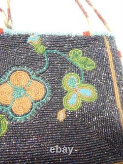 ANTIQUE 1920-30s YAKIMA PLATEAU INDIAN FULLY BEADED BOTH SIDES POUCH