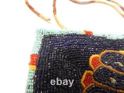 ANTIQUE 1920-30s YAKIMA PLATEAU INDIAN FULLY BEADED BOTH SIDES POUCH