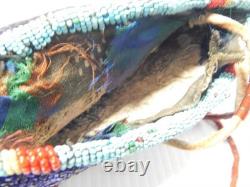 ANTIQUE 1920-30s YAKIMA PLATEAU INDIAN FULLY BEADED BOTH SIDES POUCH