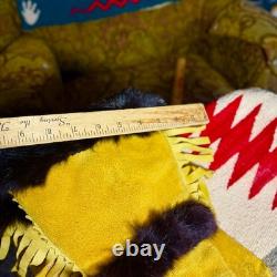 ANTIQUE Native American Beaded Gauntlet/Authentic OJIBWAY Gloves, Moosehide, Glass