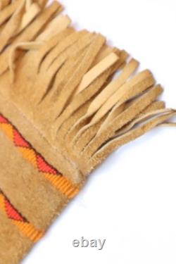 APACHE BUCKSKIN LEATHER BEADED Large BAG/POUCH Hand-Made VTG Native Art Purse