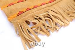 APACHE BUCKSKIN LEATHER BEADED Large BAG/POUCH Hand-Made VTG Native Art Purse