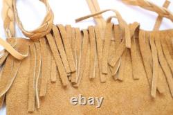 APACHE BUCKSKIN LEATHER BEADED Large BAG/POUCH Hand-Made VTG Native Art Purse