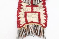 ATQ Native American Plains Indian Sioux Lakota Beaded Strike-A-Light Bag Pouch