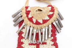 ATQ Native American Plains Indian Sioux Lakota Beaded Strike-A-Light Bag Pouch