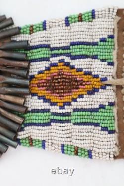 ATQ Native American Plains Indian Sioux Lakota Beaded Strike-A-Light Bag Pouch