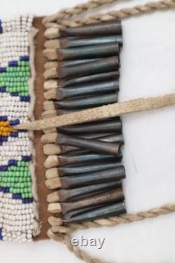 ATQ Native American Plains Indian Sioux Lakota Beaded Strike-A-Light Bag Pouch