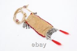 ATQ Native American Plains Indian Sioux Lakota Beaded Strike-A-Light Bag Pouch