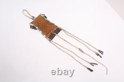 ATQ Native American Plains Indian Sioux Lakota Beaded Strike-A-Light Bag Pouch