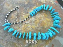 AUTHENTIC Sleeping Beauty Turquoise withSterling Beads & Heishi Necklace 22 $3225