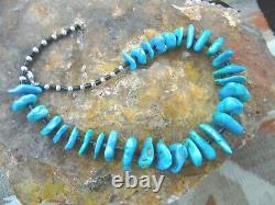 AUTHENTIC Sleeping Beauty Turquoise withSterling Beads & Heishi Necklace 22 $3225