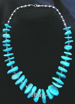 AUTHENTIC Sleeping Beauty Turquoise withSterling Beads & Heishi Necklace 22 $3225