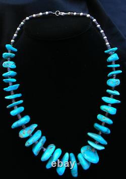 AUTHENTIC Sleeping Beauty Turquoise withSterling Beads & Heishi Necklace 22 $3225