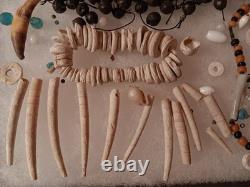 Amazing Display of Mixed Shell Beads and More Rare Antique group