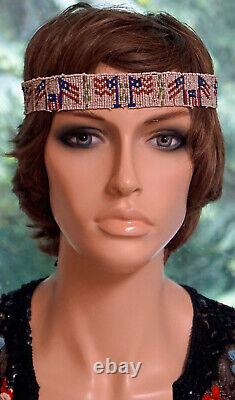 American Indian Native American NW Tribe Beaded Hat band Headband US FLAGS