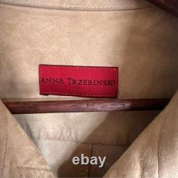 Anna Trzebinski suede leather coat beaded Native American Handmade