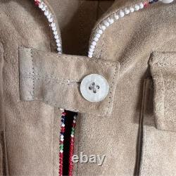 Anna Trzebinski suede leather coat beaded Native American Handmade
