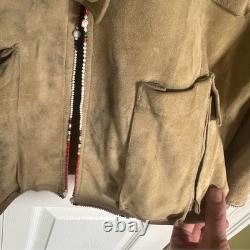 Anna Trzebinski suede leather coat beaded Native American Handmade