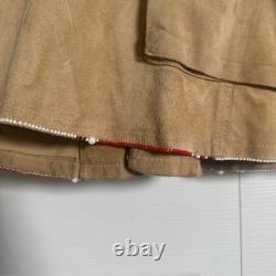 Anna Trzebinski suede leather coat beaded Native American Handmade