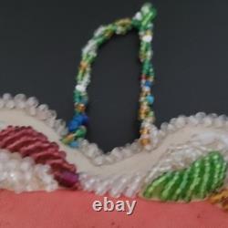 Antique 1903 Native American Beaded Heart Shaped Pillow Iroquis 5.5 x 5