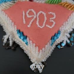 Antique 1903 Native American Beaded Heart Shaped Pillow Iroquis 5.5 x 5