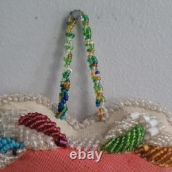 Antique 1903 Native American Beaded Heart Shaped Pillow Iroquis 5.5 x 5