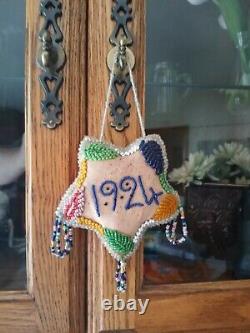 Antique 1924 Native American Iroquois Beaded Star Shaped Whimsey Pincushion