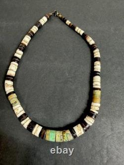 Antique 1930s Santo Domingo Pueblo Choker Turquoise Shell Heishi Necklace 15
