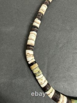 Antique 1930s Santo Domingo Pueblo Choker Turquoise Shell Heishi Necklace 15