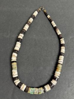 Antique 1930s Santo Domingo Pueblo Choker Turquoise Shell Heishi Necklace 15