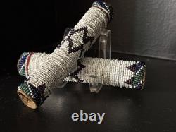 Antique Apache Beaded Hide Hair Ties