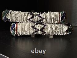 Antique Apache Beaded Hide Hair Ties