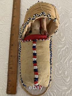 Antique Apache Navajo Native American Beaded Cradleboard Doll