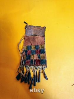 Antique Apache Strike-a-Lite Antique Beaded Bag Native American Cones Fringe