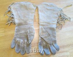 Antique Beaded Elk Hide Plateau Style Guantlet Gloves Native American Yakima
