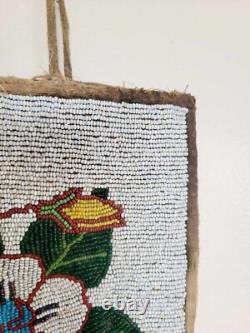 Antique C. 1900 Plateau Yakima Nez Perce Native American Indian Beaded Floral Bag