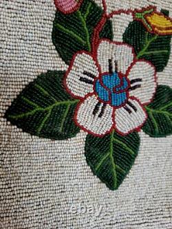 Antique C. 1900 Plateau Yakima Nez Perce Native American Indian Beaded Floral Bag