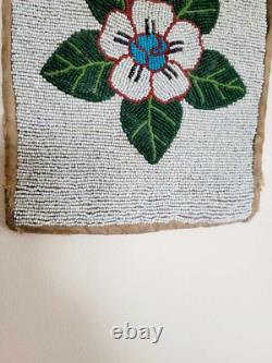 Antique C. 1900 Plateau Yakima Nez Perce Native American Indian Beaded Floral Bag