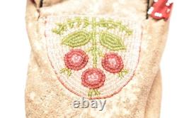 Antique CREE INDIAN FLORAL BEADED MOCCASINS NATIVE AMERICAN 8