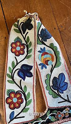 Antique Chippewa Native American Indian Beaded Bandolier Bag Nice Condition