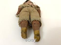 Antique Clay Native American Indian Beaded Doll Feathers Artifact Precolumbian