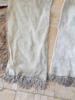 Antique Comanche So. Plains Indian Indian Beaded Hide Leggins Twisted Fringe