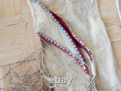 Antique Comanche So. Plains Indian Indian Beaded Hide Leggins Twisted Fringe