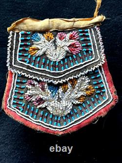 Antique Early 19th Century Native American Beaded (Sporran) Iroquois Bag