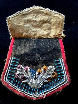 Antique Early 19th Century Native American Beaded (Sporran) Iroquois Bag